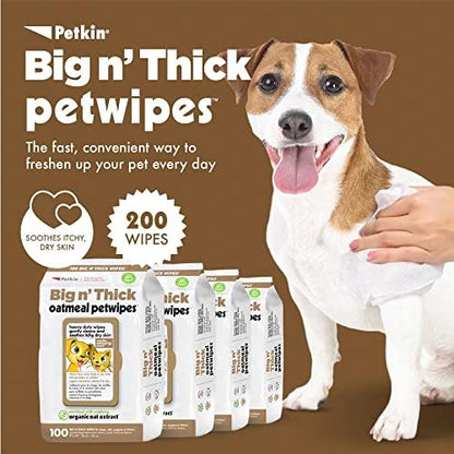 Petkin Large Oatmeal Pet Wipes for Dogs and Cats, 400 Count, Soothes Itchy Skin and Cleans Ears, Face, Butt, Body and Eye Area - Image 2