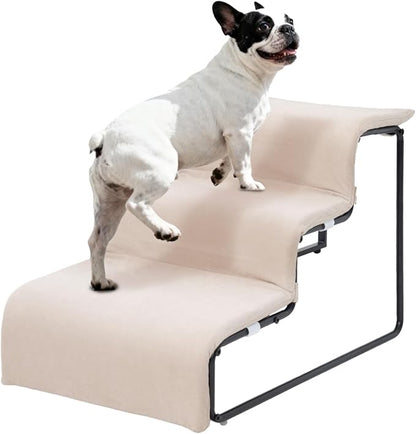Dog Stairs for Small Dogs 15.4" H,3-Step Pet Bed Stairs for Dogs to Get On Bed,Dog Steps for High Bed Couch Non-Slip Pet Ramp for Puppy Older Cat