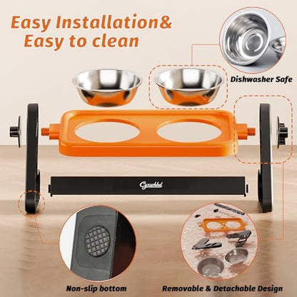 Elevated Cat Bowls with Food Mat, Orange - Image 4
