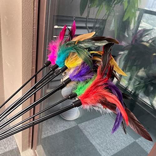 Cat Feather Wand Toys 10-Pack with Bell Indoor Kittens - Image 5