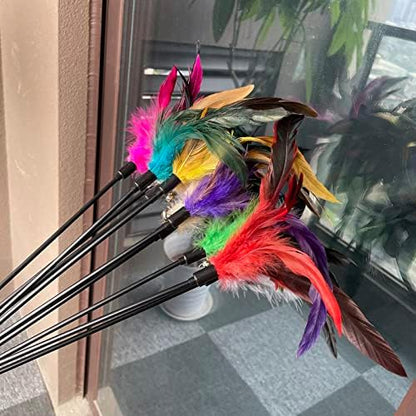 Cat Feather Wand Toys 10-Pack with Bell Indoor Kittens - Image 5