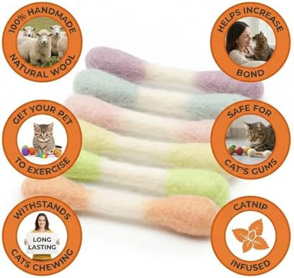 Glaciart One MINI Swabs Cat Toys with Catnip - 6 Pk | Durable for Chew, Cute Cat Toys Interactive Kitty for Boredom, Exercise, & Play | Filled w/Organic Catnip for Anxiety & as Digestive Aid - Image 2