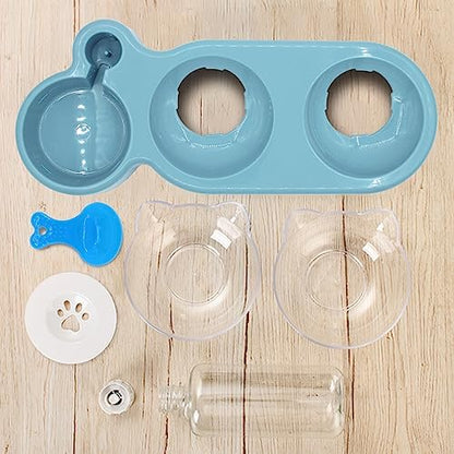Sky Blue Triple Cat Bowls with 15 Tilt, 3-in-1 Automatic Water & Food Feeder, Whisker-Friendly Elevated Dishes for Small Cats & Puppies - Image 6