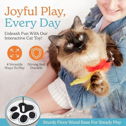 Interactive Cat Toys for Indoor Cats - 6 Feathers 3 Worms Double Sided Suction Cup - Round Base Teaser Wand - Self Play Bird Hunting - Bored Adult Feline Solo Activity - Kitten Juguetes para Gatos - Image 6