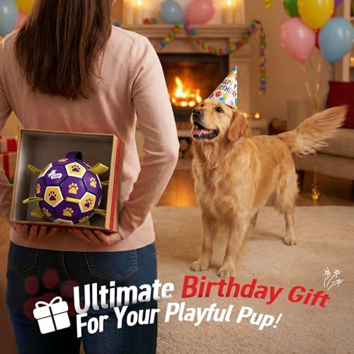 QDAN Dog Balls Toys, Soccer Ball with Straps, Herding Ball Toy, Puppy Toy - Image 5