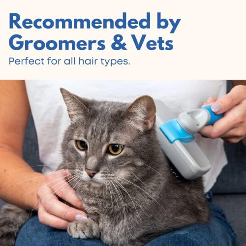 Freshly Bailey Self Cleaning Slicker Brush for Dogs and Cats - Hair Brush for Medium to Long-haired Pets - Effective, Comfortable, and Easy to Clean - White and Blue - Image 5