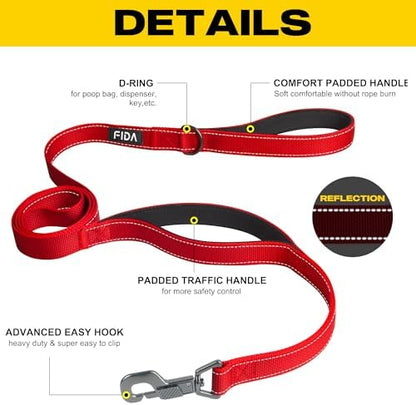Fida Heavy Duty Dog Leash for Medium Large Dogs, 6 FT, Dual Padded Handles - Image 2