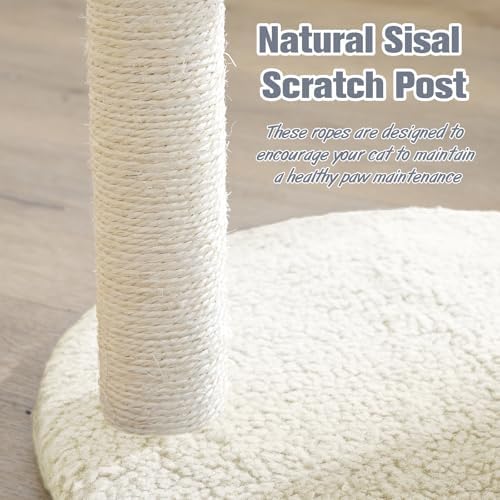 YOCAN Small Cat Tree for Indoor Cats with Hanging Toy Ball-White - Image 5