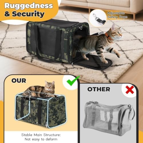 YUDODO 25lbs Cat Carrier Lightproof Soft Sided Pet Carrier for Large Cat - Image 4