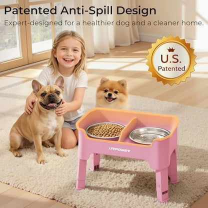 URPOWER Mess Proof Elevated Dog Bowls, Splash Guard Raised Bowl Stand - Image 2
