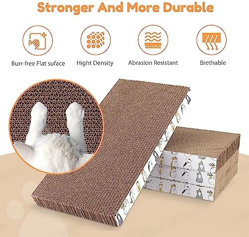PatiencET Cat Scratch Pad with Box, 4 Pack Cardboard Scratcher Lounge Bed - Image 5