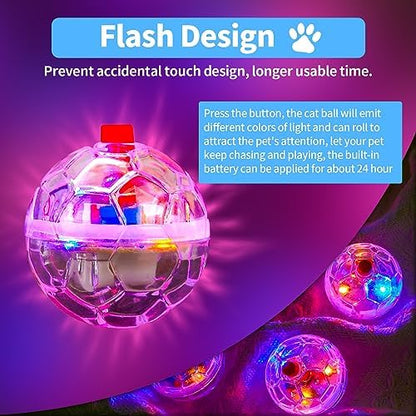 24 Piece Light Up Cat Balls Ghost Hunting Equipment, Indoor Motion-Activated Magic Cat Ball, Plastic Glowing Pet Toys - Image 3