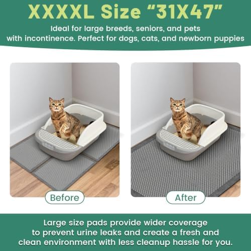 Gimars XXXL 31"x47" 40 Counts Odor-Control Charcoal Pee Pads for Dogs, Super-Absorbent and Leak-Proof Pet Training Pee Pads, Disposable Charcoal Puppy Pads Suitable for Dogs, Cats and Rabbits - Image 2