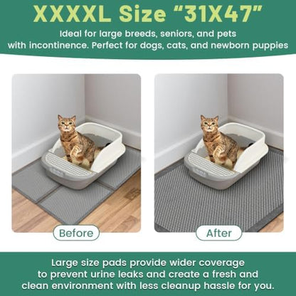 Gimars XXXL 31"x47" 40 Counts Odor-Control Charcoal Pee Pads for Dogs, Super-Absorbent and Leak-Proof Pet Training Pee Pads, Disposable Charcoal Puppy Pads Suitable for Dogs, Cats and Rabbits - Image 2