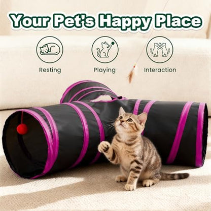 Love's cabin Cat Tunnel for Indoor Cats, 3-Way Collapsible Play Tunnel - Image 3