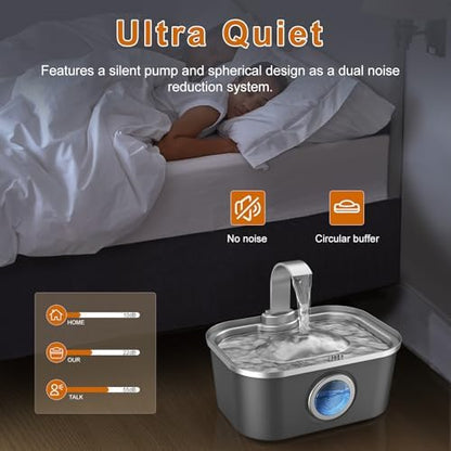 Bobo&Dragon Automatic Stainless Steel Water Fountain for Cat & Dog in Nebula Gray 124oz/3.5L Quiet Faucet Flow Water Dispenser, Fresh Filtered Hydration, Easy Clean, Leak-Proof for Indoor Pets - Image 4