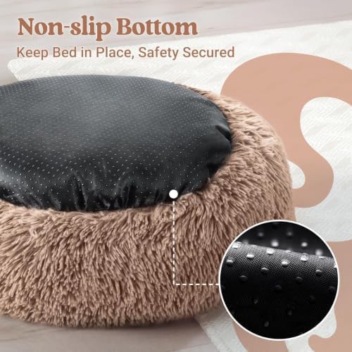 rabbitgoo Calming Cat Beds for Indoor Cats, 20 inches, Light Brown - Image 7