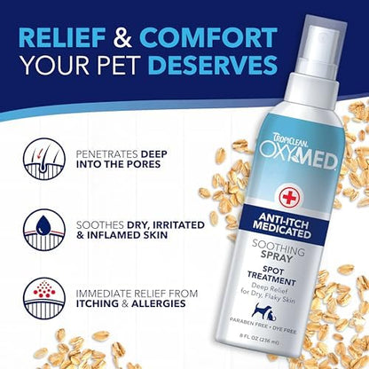 TropiClean OxyMed Medicated Shampoo & Spray for Pets Itchy Skin, 2 Pack - Image 7