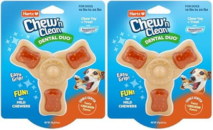 Hartz Chew ‘n Clean Chew Toy and Treat in One Chicken Flavored Tri-Point Dog Toy, Small (Pack of 2) by Hartz