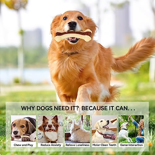 Dog Toys for Aggressive Chewers, 2 Pack Nylon Durable Dog Bones with Real Beef Flavor for Large/Medium/Small Breeds Pet Chew Toys - Image 4