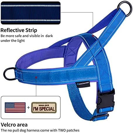 Annchwool No Pull Dog Harness with Soft Padded Handle,Reflective Strip Escape Proof and Quick Fit to Adjust Dog Harness,Easy for Training Walking for Small & Medium and Large Dogs(Blue,S) - Image 2