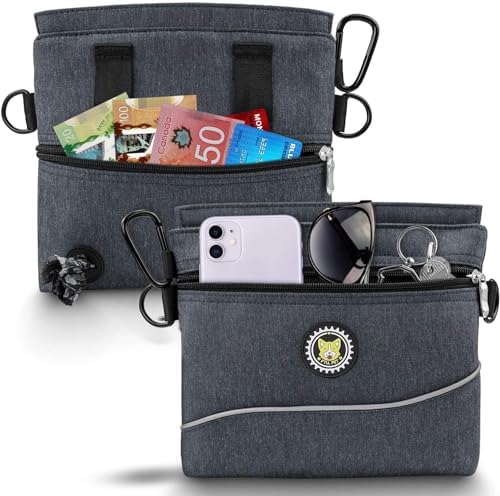 Viklluyr Dog Treat Pouch with Magnetic Closure, 2 Zip Pockets, Removable Inner Pocket, Padded Shoulder Strap, Perfect Food Bag for Agility Training - Including Carabiner - Image 6