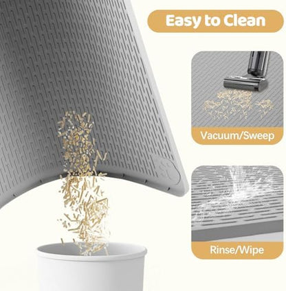 Silicone Cat Litter Mat for Litter Box 50”x35” Large Cat Mat, Light Grey - Image 6