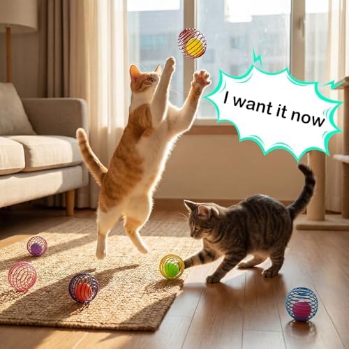 Jecery 5 Pcs Cat Toys Spring,Glow Ball,Multicolor - Image 6