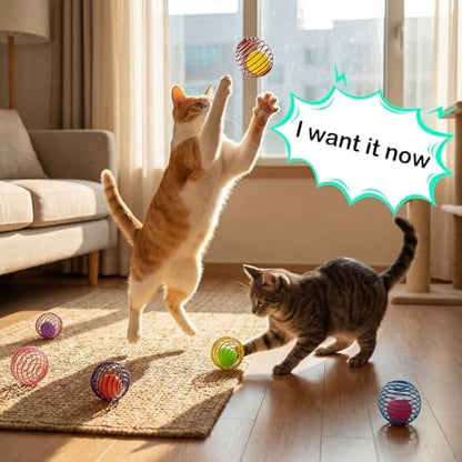 Jecery 5 Pcs Cat Toys Spring,Glow Ball,Multicolor - Image 6