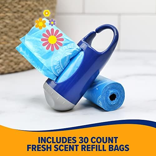 Arm & Hammer Dog Poop Bag Dispenser With 30 Count Dog Poop Bags With Activated Baking Soda, 9 x 14 Inches, Black (Pack of 2)