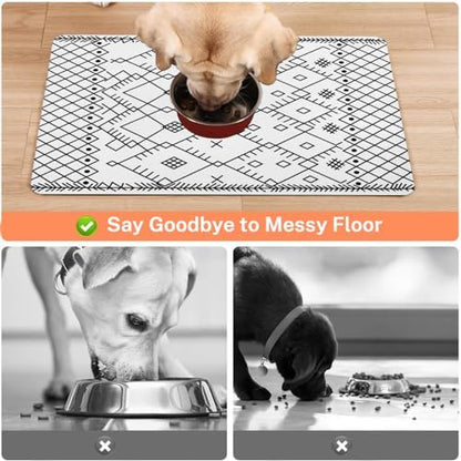 Absorbent Pet Dog Bowl Mat for Food and Water, Pet Cat Food Feeding Mat with Non Slip Rubber Backing, Dog Food Mats for Floors Waterproof, 17"x30" - Image 3