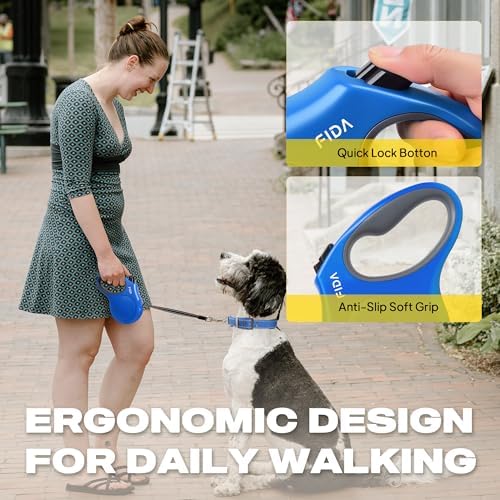 Fida Retractable Dog Leash, 16 ft Dog Walking Leash for Small Dogs up to 26lbs, Soft Grip, Tangle Free, Blue - Image 5
