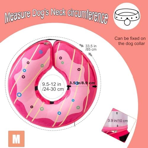 Inflatable Dog Cone Collar for Large Medium Small Dogs, Soft Dog Donut Collar Adjustable Recovery Cone for Pets After Surgery, Extra Enhanced Anti-Licking Guard Shield (Pink Donut, Medium) - Image 5