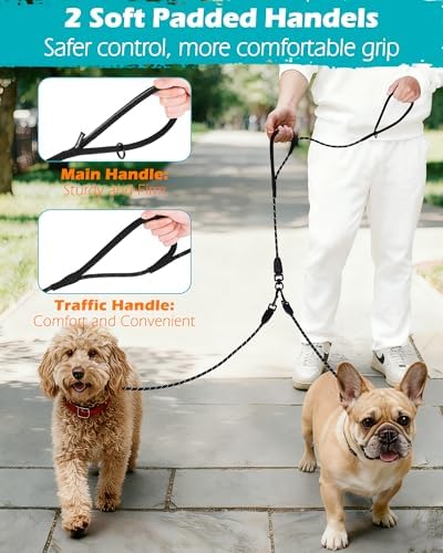 PetBonus Rope Double Dog Leash, No Tangle Dual Leash for Walking Two Dogs - Image 4