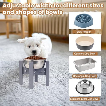 Elevated Dog Bowl Stand Adjustable Dog Food Holder 7”H Small Grey - Image 6