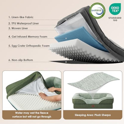 EHEYCIGA Orthopedic Dog Bed for Medium Dog, Memory Foam Dog Couch, Green - Image 3