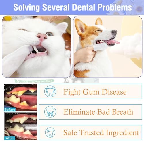 Pet Teeth Cleaning Finger Wipes for Dogs & Cats, Dog Dental Wipes for Removing Plaque and Tartar Buildup, No-Rinse Disposable Gentle Cleaning & Gum Care Pet Wipes, 50 Counts - Image 3