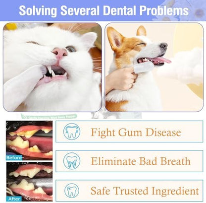 Pet Teeth Cleaning Finger Wipes for Dogs & Cats, Dog Dental Wipes for Removing Plaque and Tartar Buildup, No-Rinse Disposable Gentle Cleaning & Gum Care Pet Wipes, 50 Counts - Image 3