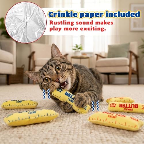 4Pcs Butter Catnip Crinkle Paper Sound Toys for Cat, Catmint Cat Toy Gift - Image 2