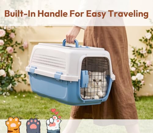 Dog & Cat Hard Carrier, 23IN Two-Door Plastic Pet Kennel with Ventilation - Image 6