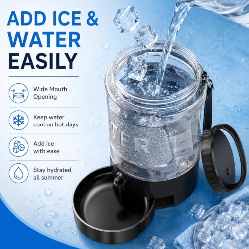 Portable Dog Water Bottle with Travel Bowl, 98 oz/2.8 L, Black - Image 4