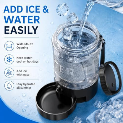Portable Dog Water Bottle with Travel Bowl, 98 oz/2.8 L, Black - Image 4