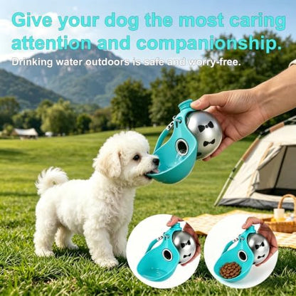 Portable Dog Water Bottle, Flip-Top Silicone Bowl Design, Insulated Hot & Cold Retention Material, One-Hand Leakproof Use, Perfect for Walking & Hiking, 10oz (Blue, Printing) - Image 4