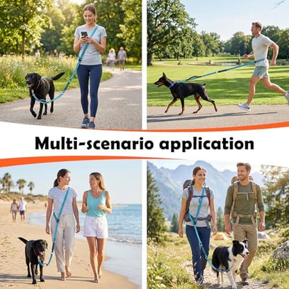 XiaZ Hands Free Dog Leash,Versatile Crossbody Dog Leash,5.9-7.9 FT Waist Belt with Double Handles for Small Medium and Large Dogs Walking, Running and Jogging, Blue - Image 3