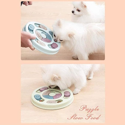 Dog Puzzle Slow Feeder Toy,Puppy Treat Dispenser Slow Feeder Bowl Dog Toy,Dog Brain Games Feeder with Non-Slip, Improve IQ Puzzle Bowl for Puppy(Blue), FUYM