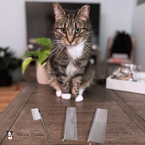 Warren London Cool Cat Greyhound Style Comb – 7.5" Professional Copper Cat Grooming Comb with Fine & Coarse Teeth, Rounded Pins for Detangling/Sensitive Skin, Deshedding & Dematting - Image 6