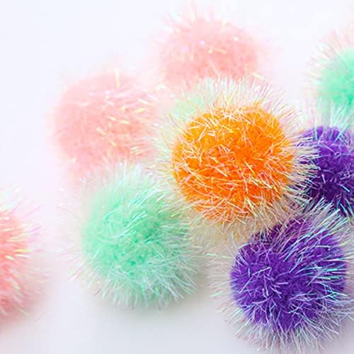 Cat Pom Pom Sparkle Fuzzy Balls 2 Inches Interactive Cat Toy Assorted Color 12 Pack - Image 2