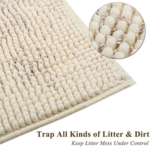 VIVAGLORY Cat Litter Mat Softgrip Litter Trapping Mat, 35"× 25", Beige - Image 2