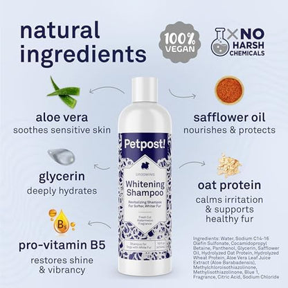 Petpost | Dog Whitening Shampoo with Coconut Oil & Aloe. Brightens White & Light Coats, Moisturizes Skin. Watermelon Scent. 16 oz - Image 3