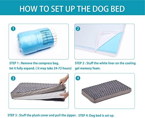 Orthopedic Memory Foam Bed for Medium Dogs, Cooling Crate Mat With Washable, Waterproof Lining, M(29inch,45Lbs) - Image 6